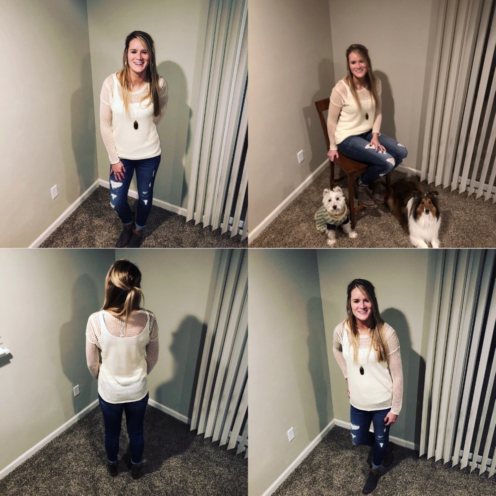 semi sheer long sleeve round neck boho